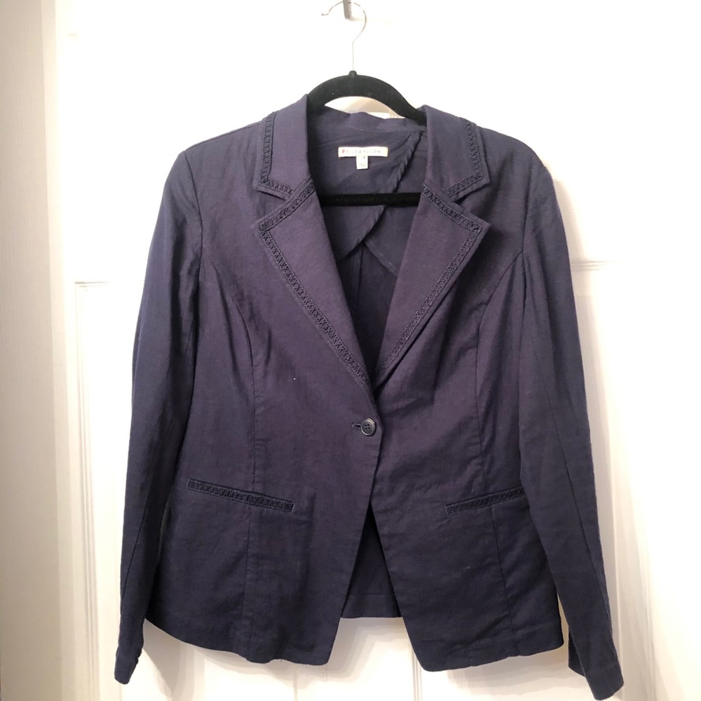 41 Hawthorn Navy Blue Linen Joanne Blazer